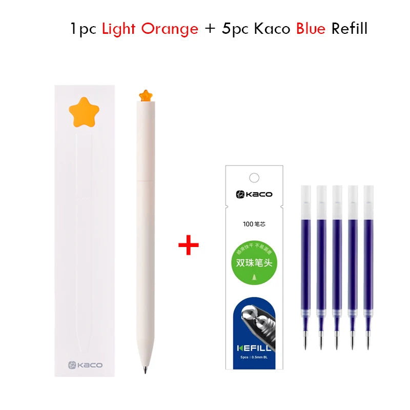 KACO Kawaii Rotate Gel Pen канцелярия 0.5MM Black Ink Fluent Writing Canetas High Capacity Boligrafo School Office Stationery