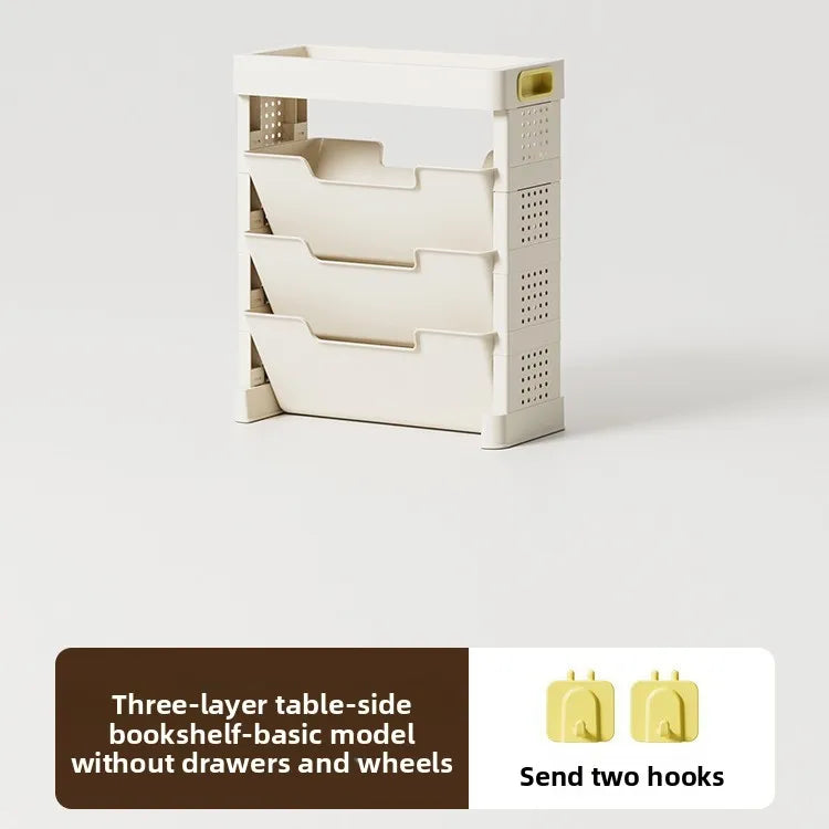 Movable bookshelf Floor-to-ceiling with wheels Bedroom desktop textbook storage rack Study multi-layer book shelf