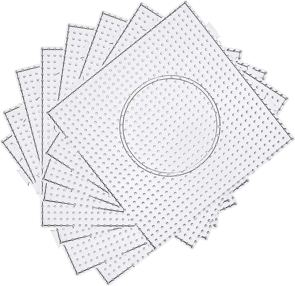 4PCS 5mm Fuse Beads Boards, Large Clear Pegboards Kits, with Gift Roning Paper, Perler Hama Beads Template Tool Diy Toy