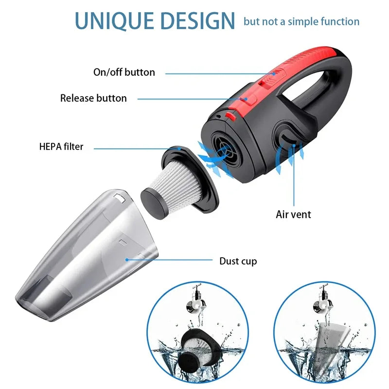 Wireless Vacuum Cleaner Portable Handheld Powerful Suction Rechargeable Cleaning Appliance Quick Charge for Car Home Pet Hair