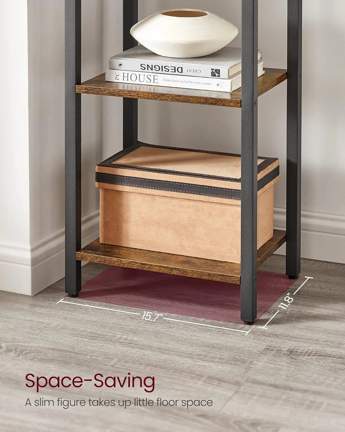 6-Tier Bookshelf, Bookcase With Steel Frame, Book Shelf For Living Room, Home Office, Study, 11.8 X 15.7 X 73.2 Inches,