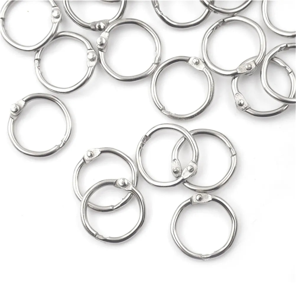 50Pcs Metal Ring Binder Staple Book Binder Albums Loose-leaf Book Hoops 15-80mm Loose Leaf Ring Keychain Office Binding Supplies