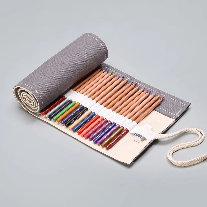 12/24/36/72Holes Pencil Case School Supplies Student Art Pen Bag Pouch Canva Pen Wrap Roll Cosmetic Brush Pen Storage Stationery