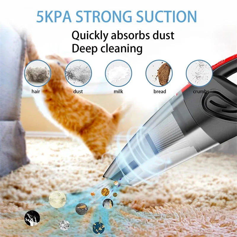 Wireless Vacuum Cleaner Portable Handheld Powerful Suction Rechargeable Cleaning Appliance Quick Charge for Car Home Pet Hair