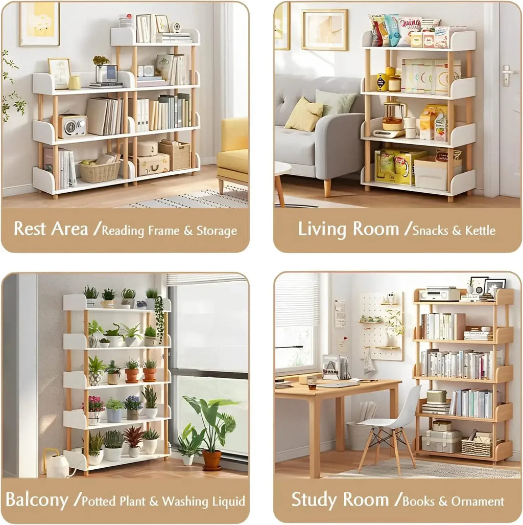 Wayifair Home Furniture Store Modern Display Bookshelf with Top Edge and Solid Wood Frame for Home and Office, Storage Cabinet