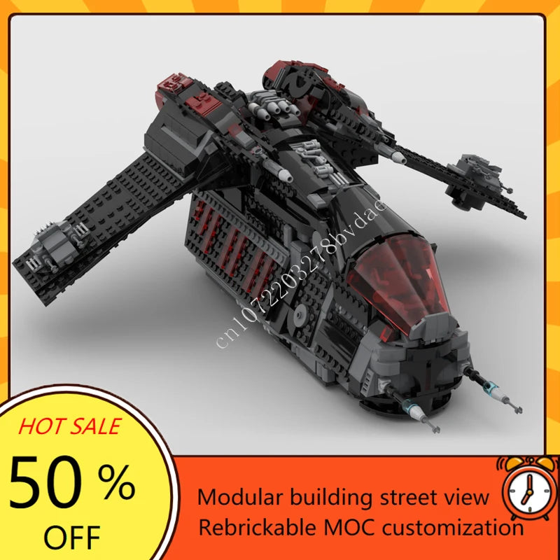 1395PCSThe Dark Falcon LAATi Space War Military MOC SpaceShip Battle Model Custom Puzzle ArchitectureDIY Assembly Model Toy Gift