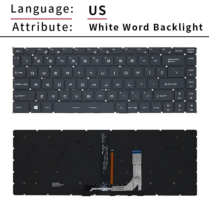 US Russian Laptop Keyboard With Backlight For Msi GF65 GF63 PS63 PS42 8RD/E MS-16R2 MS-16R3 MS-16Q4 MS-16W1 GS65 Stealth 8RE/F
