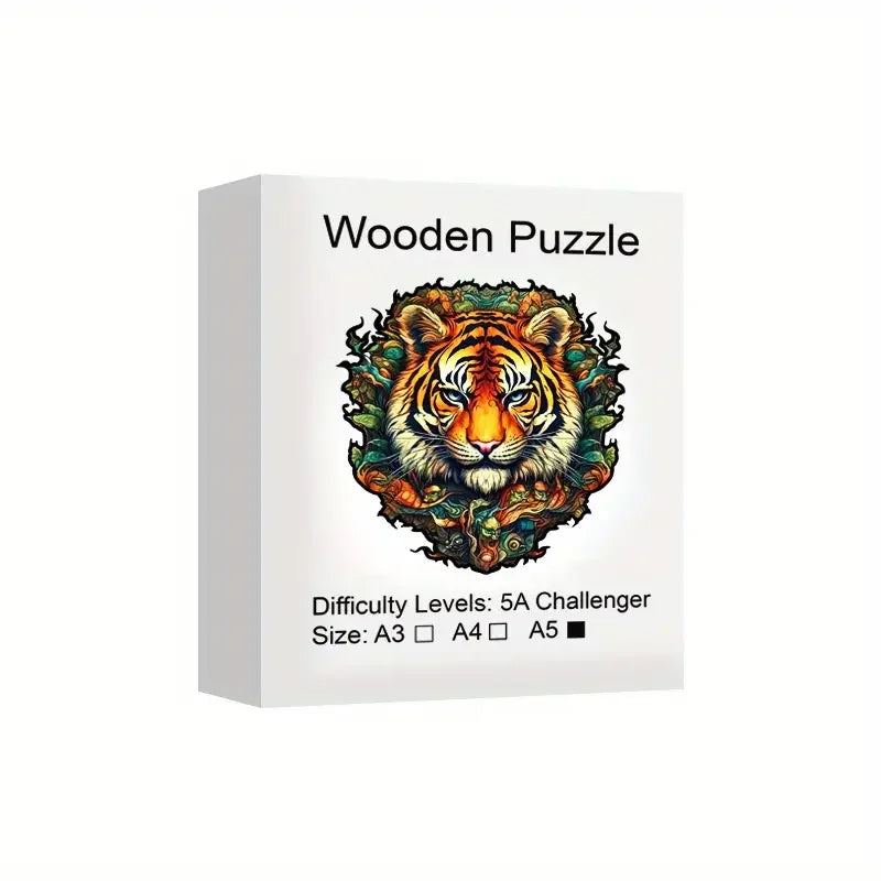 Tiger Wooden Jigsaw Puzzle, Uniquely Irregular Animal Shaped Wooden Stress Relief Toy