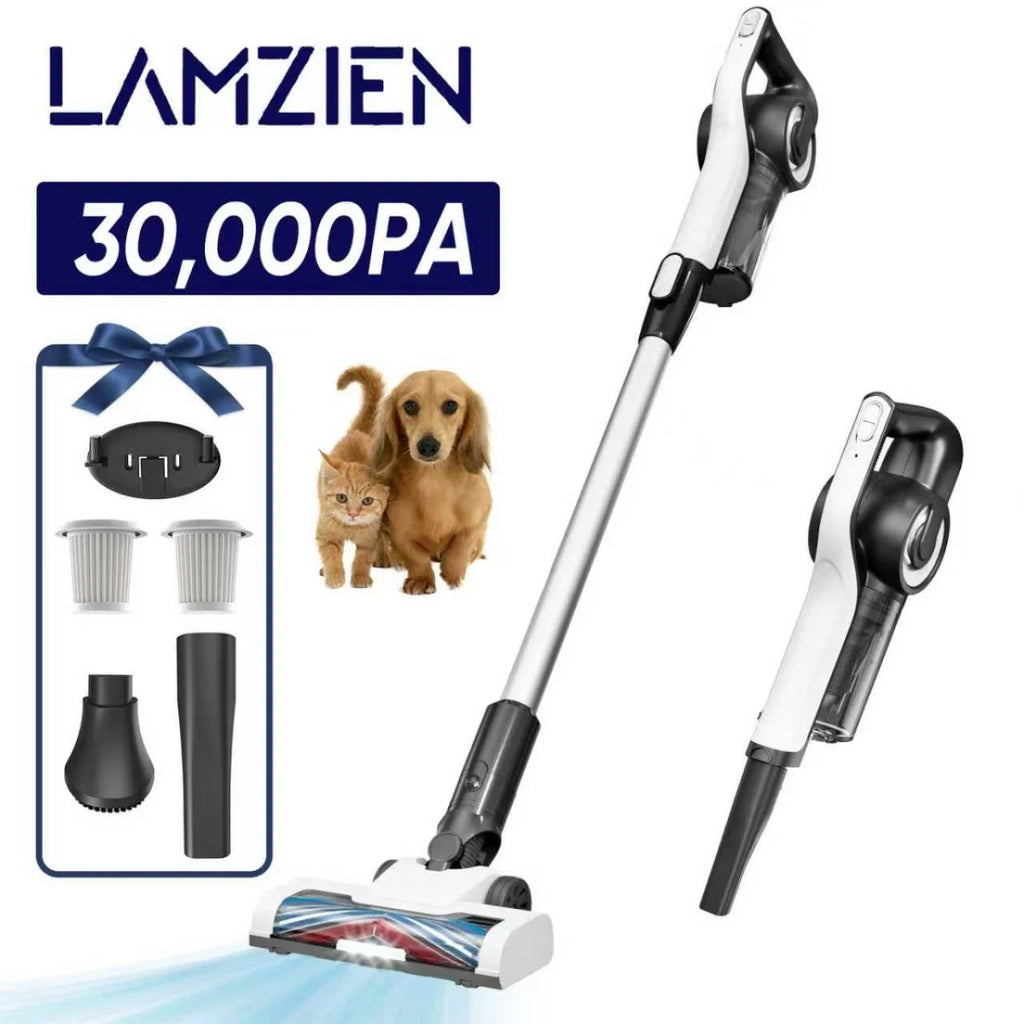30KPA/40Mins Cordless Vacuum Cleaner, with Upgraded Green Light & Anti-Tangle Floor Brush,for Home,Carpets, Pet Hair,Hard Floor