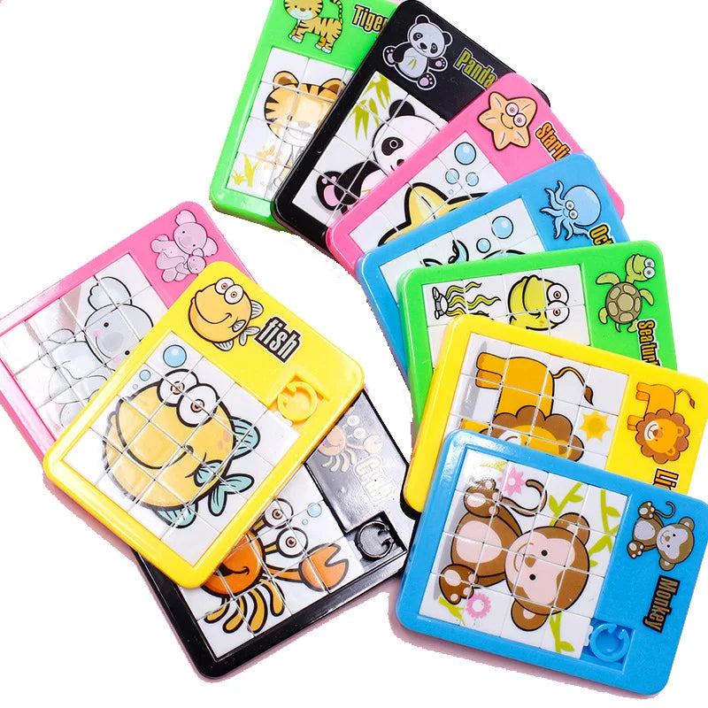 6PCS Animal Number Plastic Slide Puzzle - Logic Early Education Children's Puzzle Toy School Kindergarten Gift