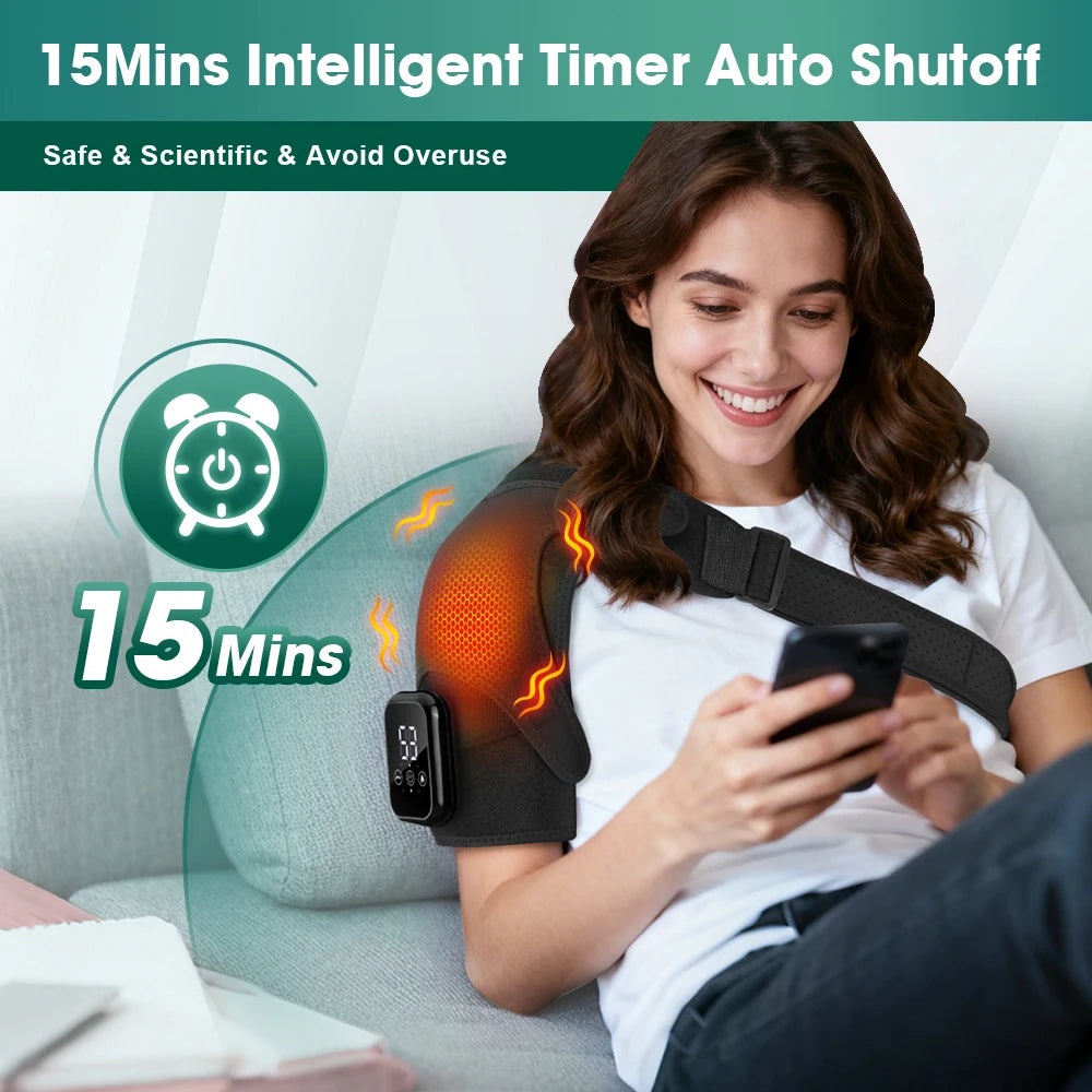 Ruza Online Cordless Heating Shoulder Massager Belt – Electric 3-Mode Vibration Shoulder Brace, Heated Shoulder Support Wrap, Arm Muscle Relaxation Therapy, Pain Relief & Recovery Support