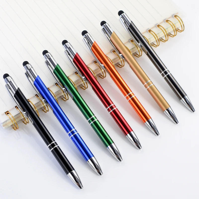 5Pcs Customized Logo Metal Ballpoint Pen Personalized Engraving Name Student Teacher Gift TouchScreen Stationery Office Supplies