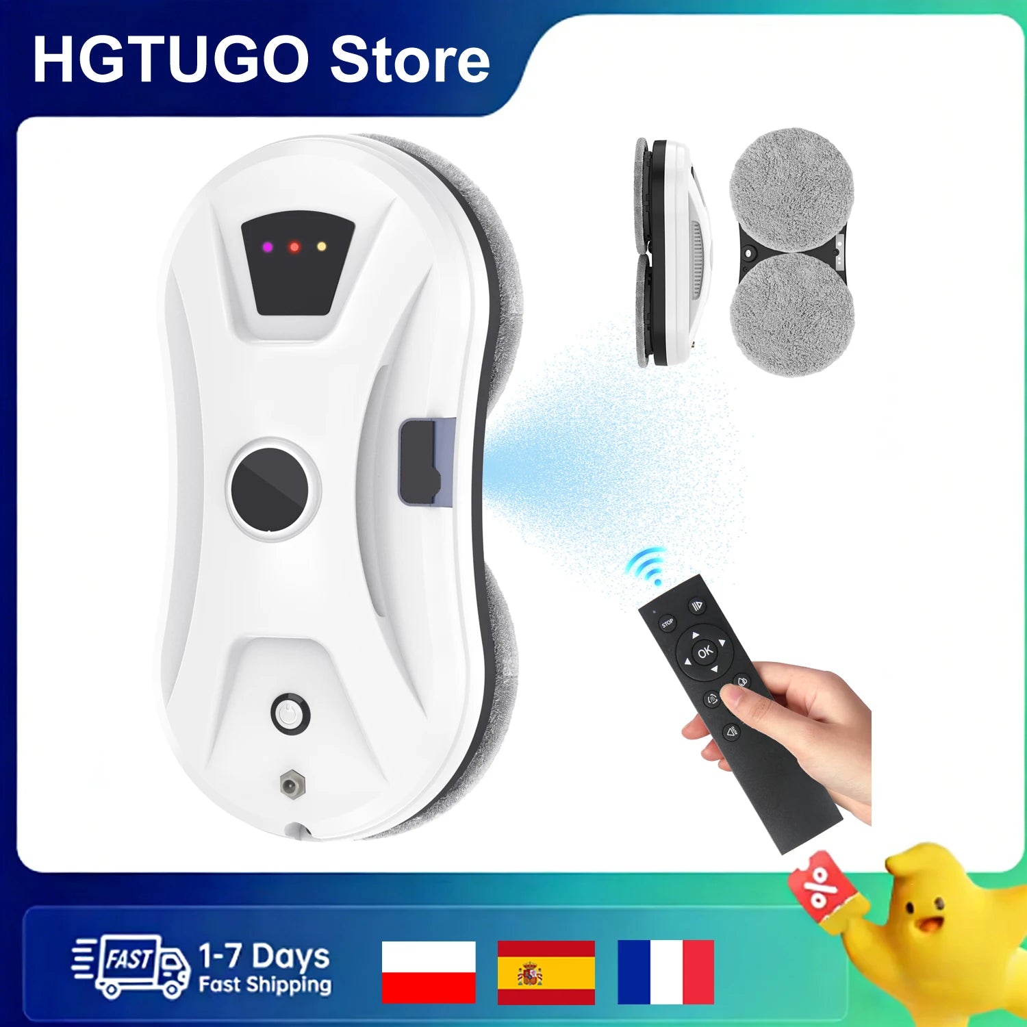 5600PA Ultra Thin Robot Vacuum Cleaner Window Cleaning Robot Window Electric Glass Automatic Water Spray Remote Control for Home