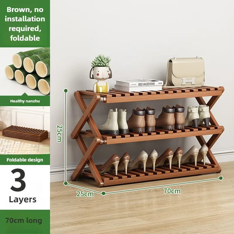 Portable Folding Shoe Rack, Required Space Saving Shoe Shelf for Dormitory Apartment Rental, Multi-Tier Shoe Organizer Storage