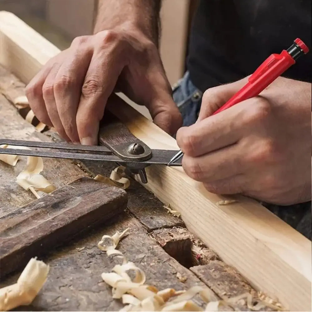 2.8mm Woodworking Pencil Deep Hole Marking Long Head Solid Carpenter Pencil Built-in Sharpener Metal Woodworking Marking Tool