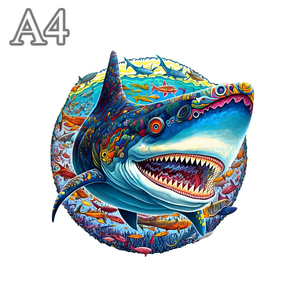 Shark Pattern Wooden Puzzle, Irregular Animal Shapes, Stress Relief Toys, Holiday Birthday Gift