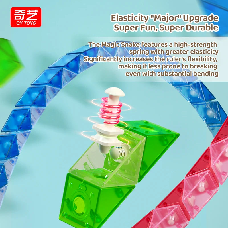 QiYi Magic Ruler Crystal Clear Glass Color 24/36/48/60/72 Segments cubo magico Snake Twist Cube Educational Toy For Kids Gift