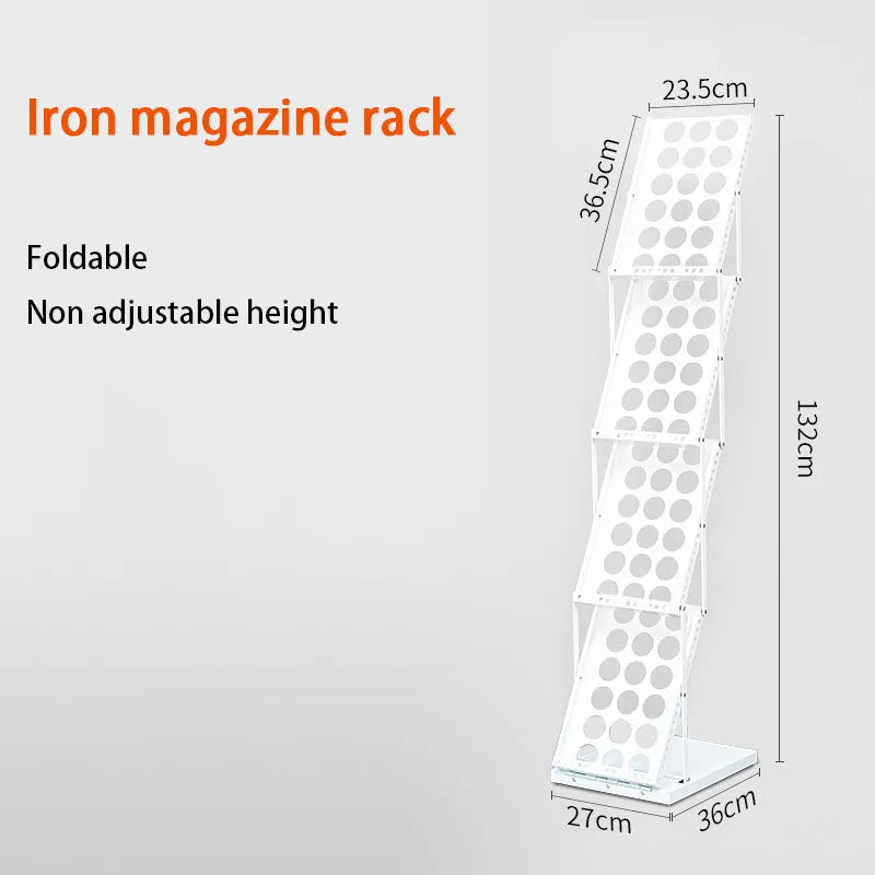 Aluminum Alloy Folding Magazine Rack Acrylic Exhibition Bookshelf Newspaper Storage Cabinet Office Modern Bookcase Easy Assembly
