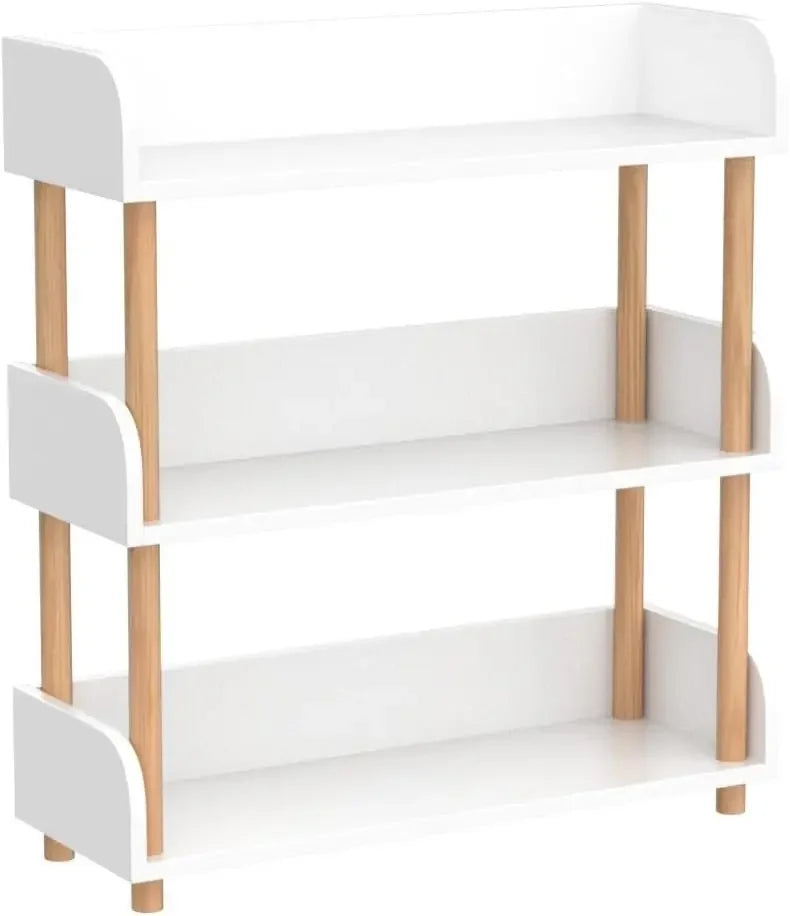 Wayifair Home Furniture Store Modern Display Bookshelf with Top Edge and Solid Wood Frame for Home and Office, Storage Cabinet