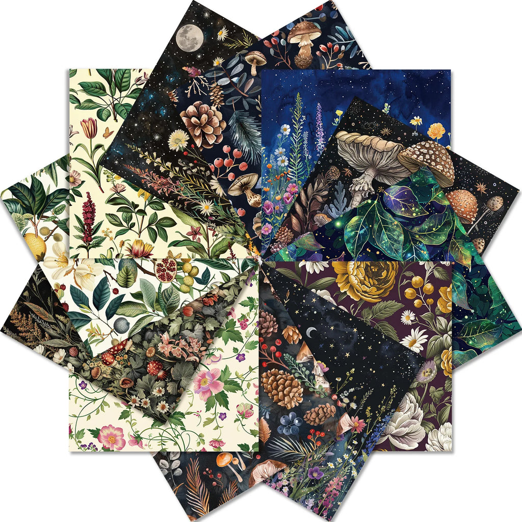 12 Sheets/book Vintage Plant Flower Landscape Material Paper Creative DIY Junk Journal Collage Scrapbooking Stationery