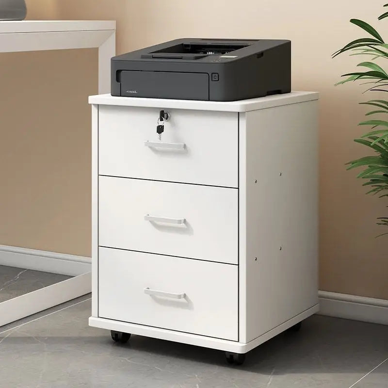 Modern Low Floor Storage File Cabinet with Multi-Layer Wooden Panels Under-Desk Drawers Office Organization Solution