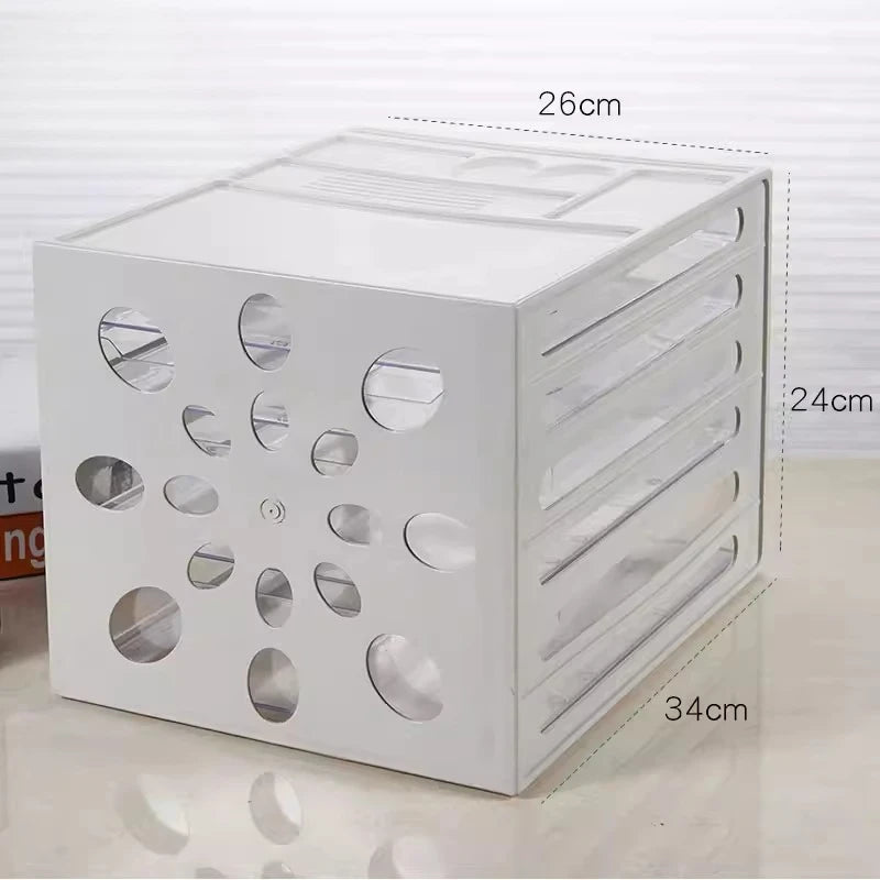 Desktop File Cabinet, 4-Tier Clear Drawer Organizer, Dustproof Plastic Storage for Office, Home Desk Document Organizer