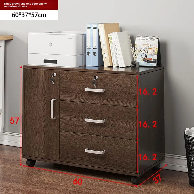 File cabinet with lock Office wooden mobile storage cabinet Drawer cabinet with wheel