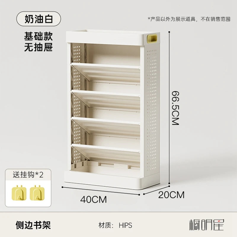 Mobile Bookshelf with Wheels Student Desk Organizer Office Book Storage Stand Layered Floor Standing Shelf for Home And Office