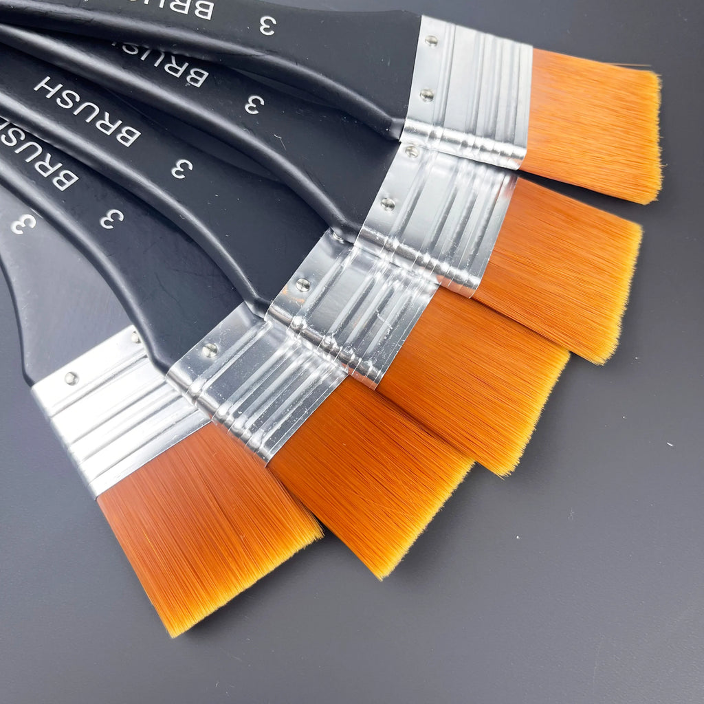 5/1Pcs Flat Paint Brushes - Soft Nylon Brush Set for Acrylic, Watercolor, Canvas Painting - Artist's Craft Varnish Brushes
