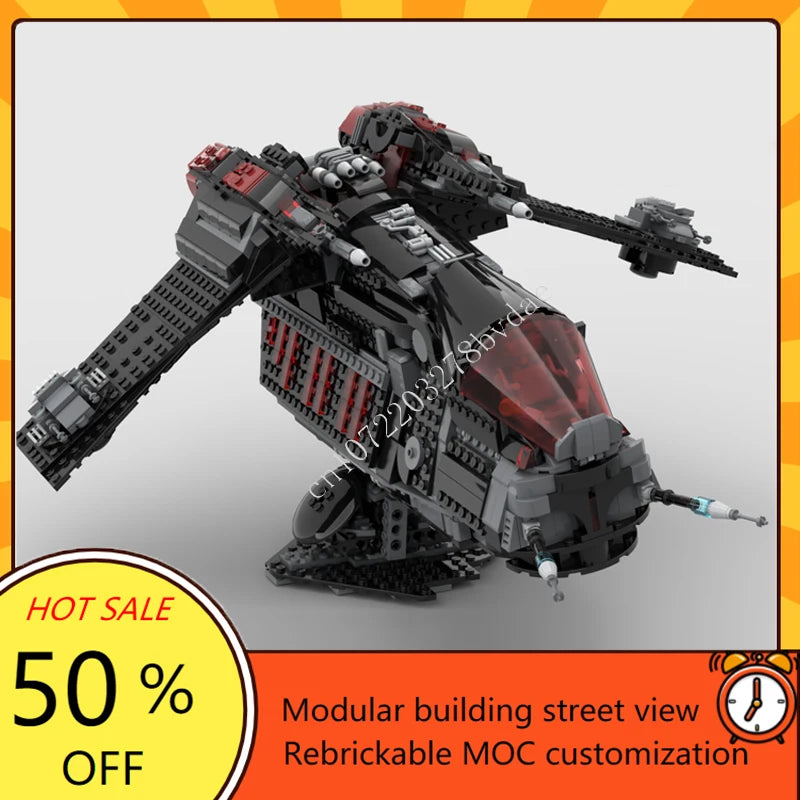 1395PCSThe Dark Falcon LAATi Space War Military MOC SpaceShip Battle Model Custom Puzzle ArchitectureDIY Assembly Model Toy Gift