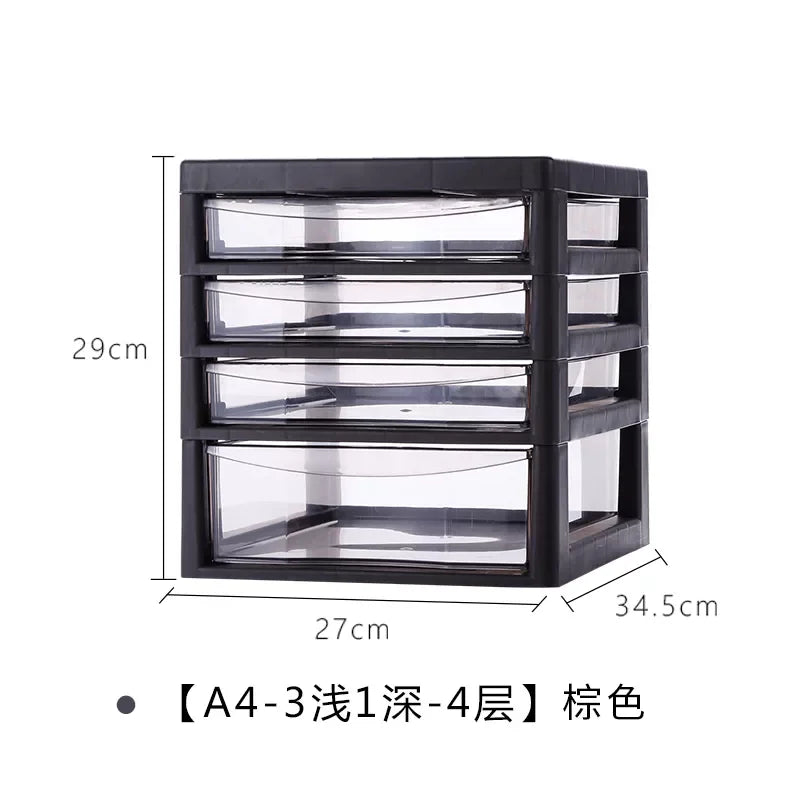 Modern File Cabinet with Clear Drawers,Multi-Layer Mobile Storage Unit for Office Home,Stackable Plastic Organizer for Documents
