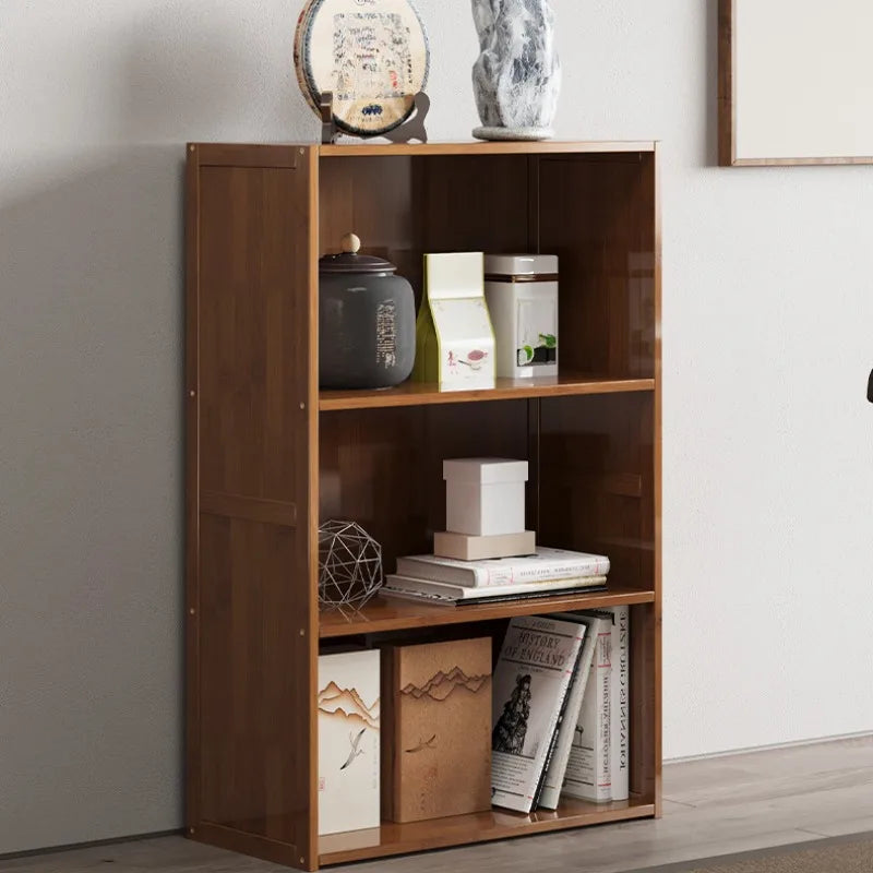 3-Tier Storage Cabinet, Retro Style Bookcase, Bamboo Cabinet for Kitchen, living room & Office Storage, Simple Assembly