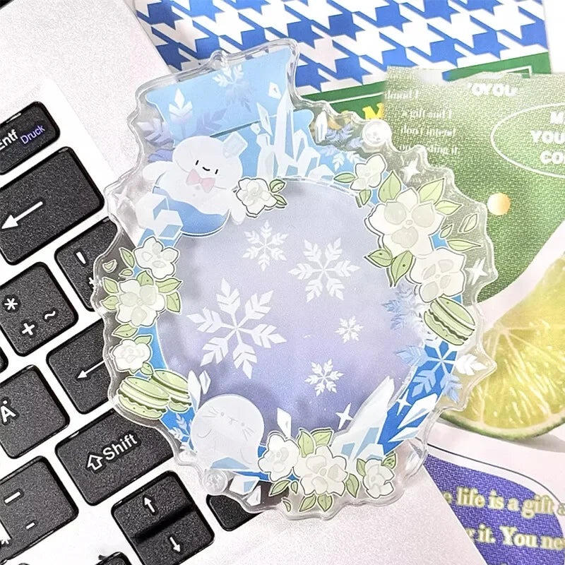 58mm Acrylic Badge Display Card Holders Brick Exquisite Anime Badge Storage Holder ID Badge Holder Boys Girls Card Sleeves