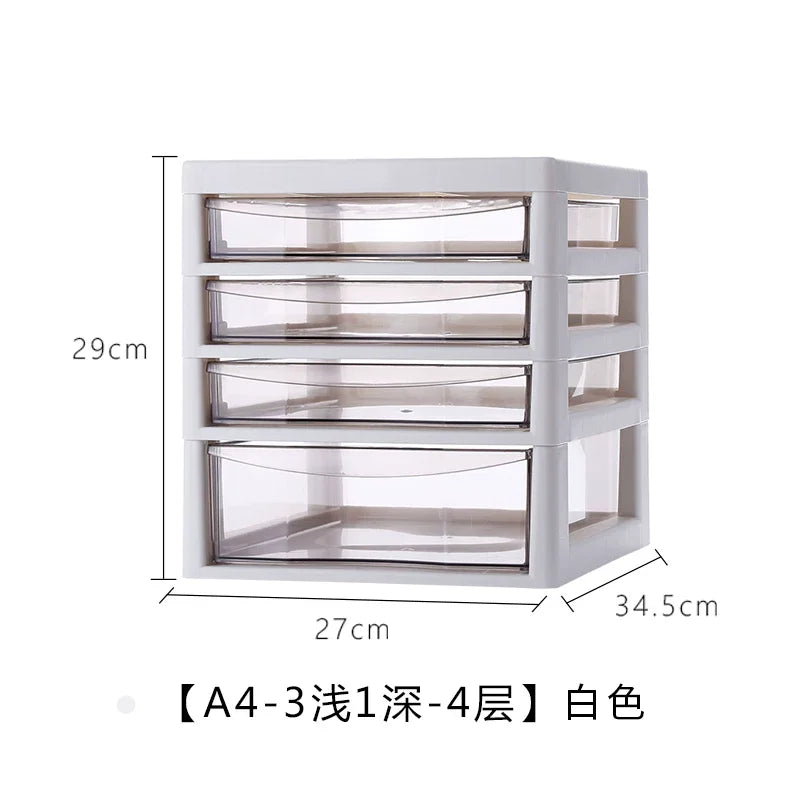 Modern File Cabinet with Clear Drawers,Multi-Layer Mobile Storage Unit for Office Home,Stackable Plastic Organizer for Documents