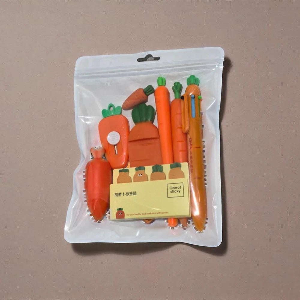 Carrot Stationery Set 8-in-1 Creative Funny Aesthetic School Stationery Material