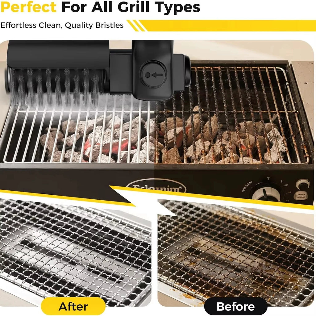 TINSOL Electric barbecue grill cleaning brush, wireless, rechargeable, rotatable, adjustable, for cleaning stubborn grease