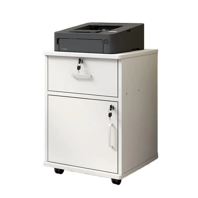 Modern Low Floor Storage File Cabinet with Multi-Layer Wooden Panels Under-Desk Drawers Office Organization Solution