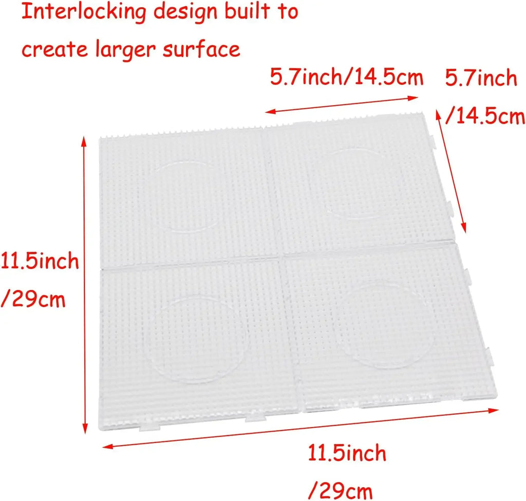 4PCS 5mm Fuse Beads Boards, Large Clear Pegboards Kits, with Gift Roning Paper, Perler Hama Beads Template Tool Diy Toy