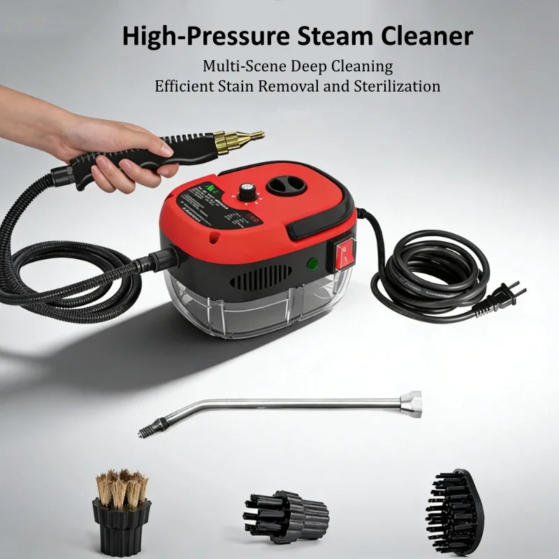 Small and Portable High Temp Pressurized Steam Cleaner 110VUS Plug With Brush Heads Kitchen Car AC Home Sterilization Cleaning