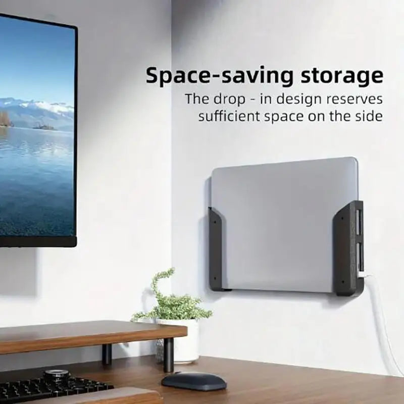 Wall Mount Under Table Laptop Holder Universal Notebook Storage Bracket Portable Desktop Organizer Office Home Accessory
