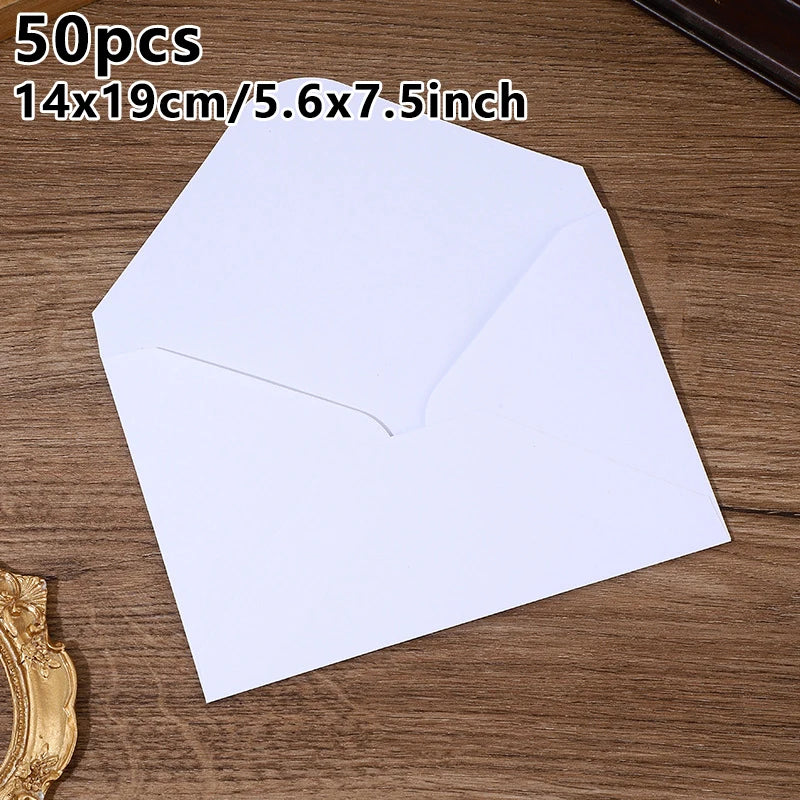 50pcs 19X14cm Envelopes for Wedding Self-adhesive 120g Kraft Paper Invitation Small Business Stationery Supplies Storage Bag