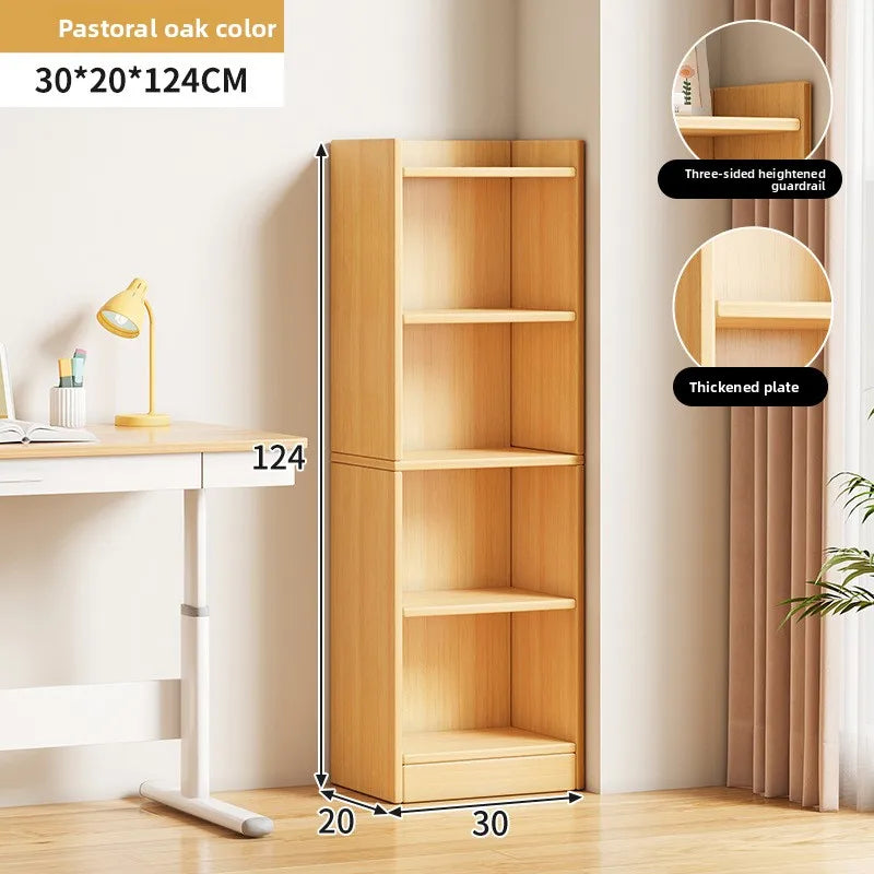 Narrow Bookshelf Modern Simple Small Floor-to-wall Multi-layer Storage Rack Corner Cabinet Narrow Locker