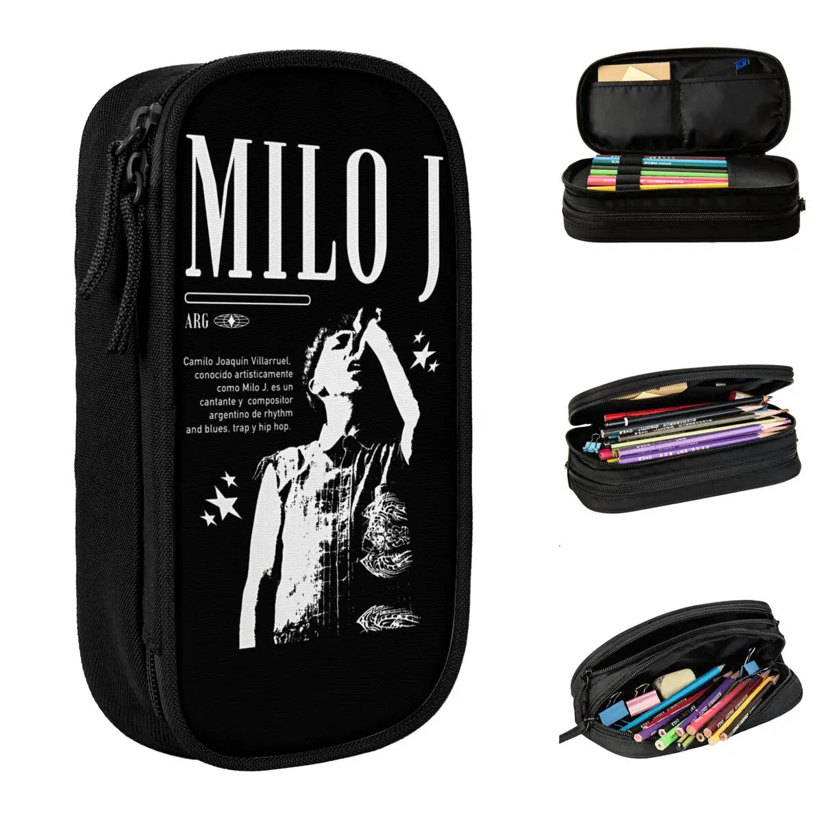 Cute Rapper Milo J Pencil Case Singer 166 Pencilcases Pen Holder for Girls Boys Large Storage Bag Office Zipper Stationery