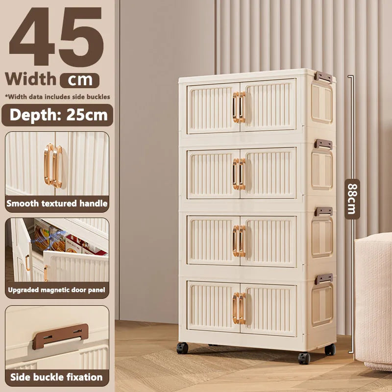 Thickened MultiFunctional Storage Cabinet with Double Doors for Home Living Room Multiple Layers Room Organizer for Miscellaneou