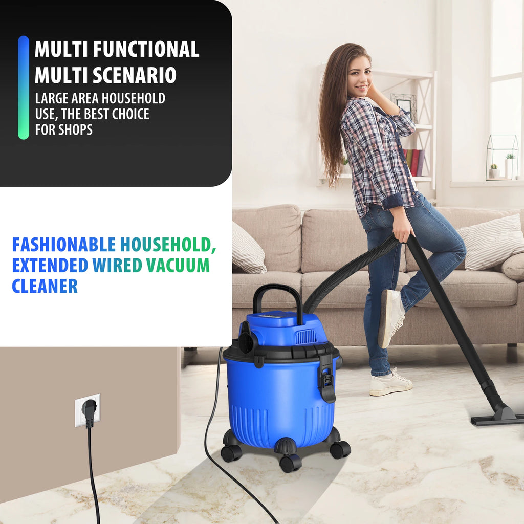 3in1 Wet and Dry Vacuum with 15L Collection Tank for Wet Suction, Dry Suction and Blowing,for Indoor, Outdoor Vacuuming Cleaning