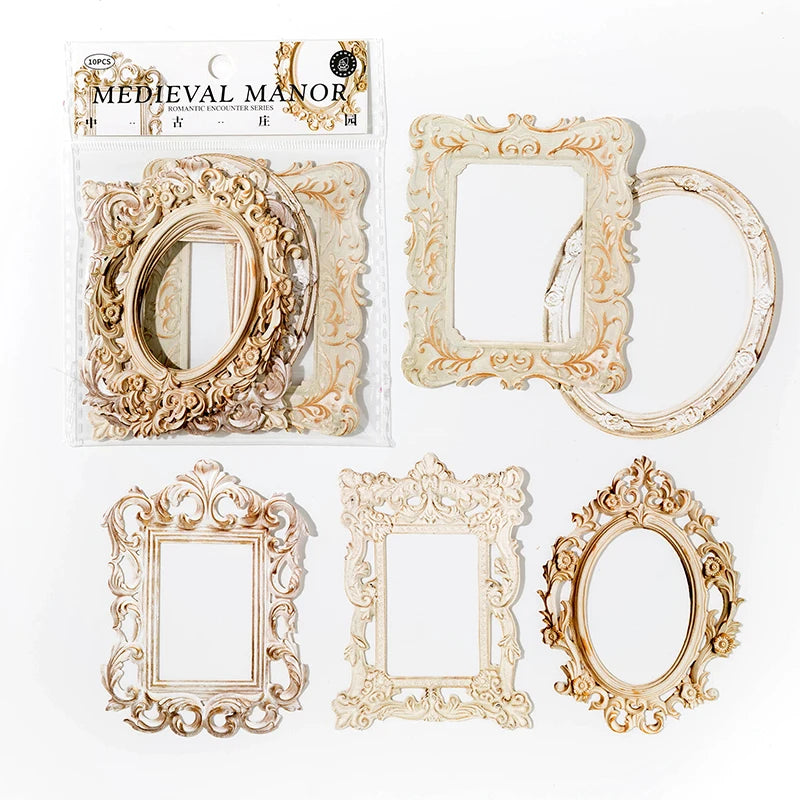 10pcs/pack Creative Embossment Frame Planner Journal Decoration Material Paper Photo Album Scrapbooking diy Boarder Trim