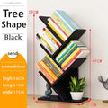 4Tier Tree Bookshelf Wooden Bookcase–Floor Standing Storage Rack for Books Decor Compact Shelf Organizer for Home Office School