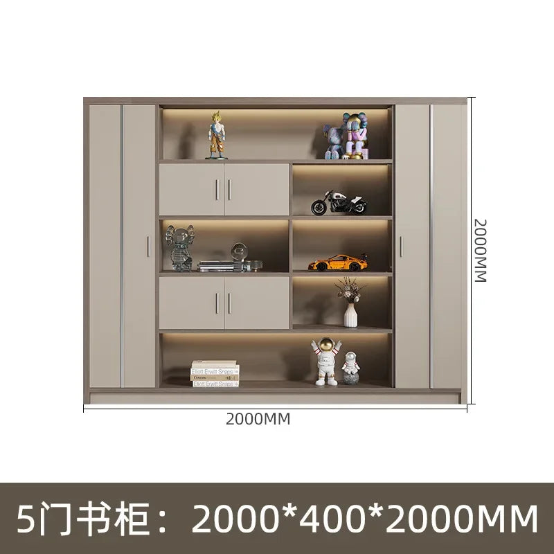 File cabinet boss office background cabinet light luxury wood file data cabinet storage bookcase locker against the wall