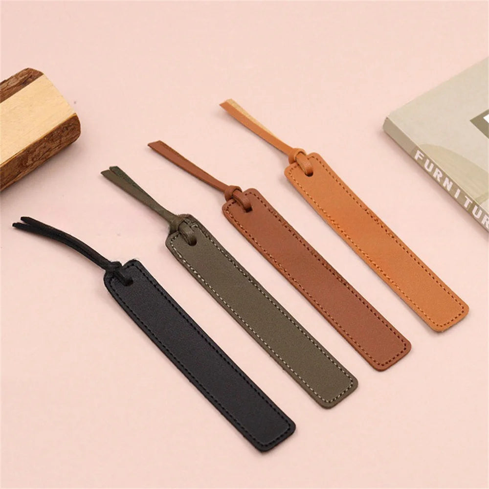 Fashion Solid Color Leather Book Mark Tag Read Marks Reader Pager Bookmark Holder Office Stationery Supply Teacher Gift
