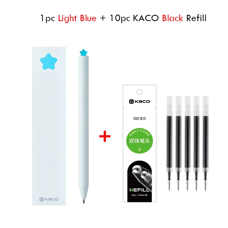 KACO Kawaii Rotate Gel Pen канцелярия 0.5MM Black Ink Fluent Writing Canetas High Capacity Boligrafo School Office Stationery